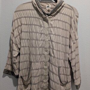 Anthropologie Tiny - Hooded Snap-Up Light Jacket Metallic Weave - Medium
